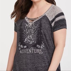 Gently Used Grey Lattice Adventure Varsity Tee